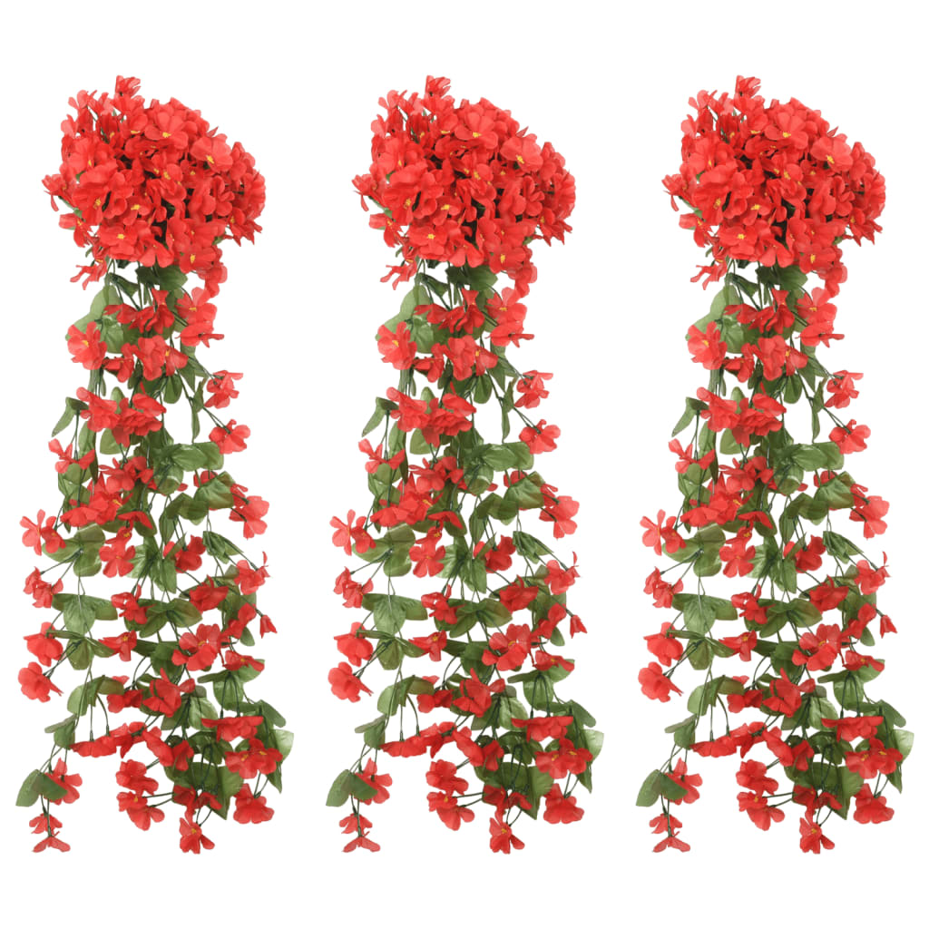 vidaXL Artificial Flower Garlands 3 pcs Red 85 cm