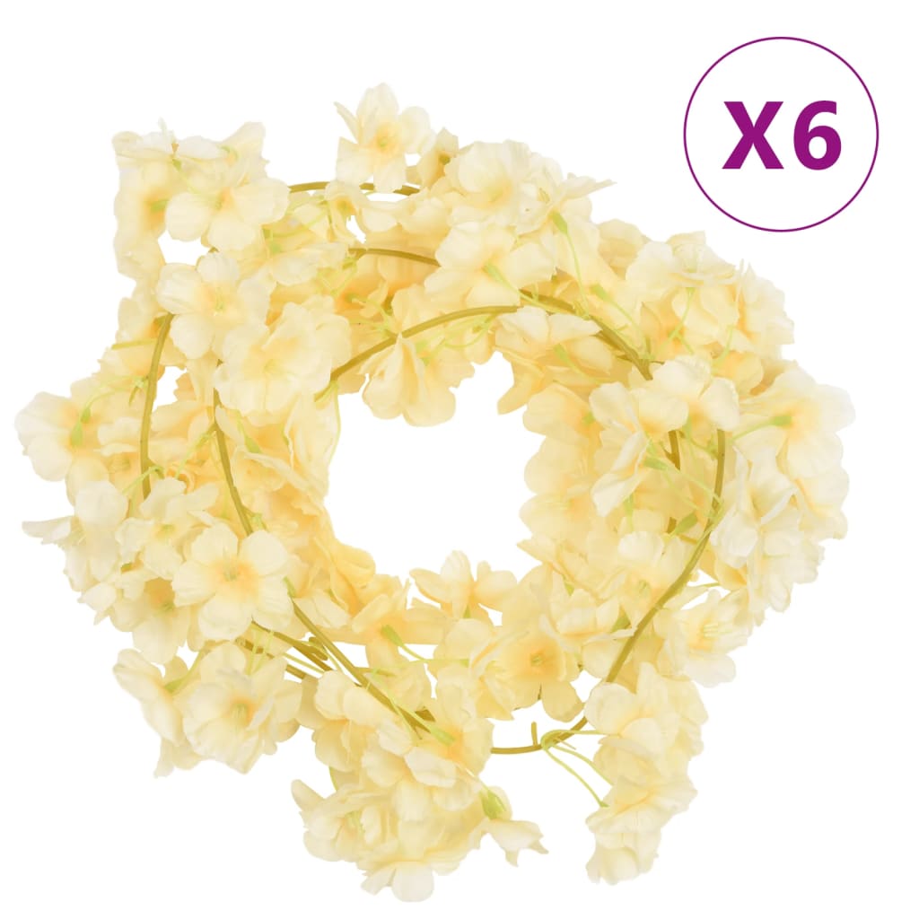 vidaXL Artificial Flower Garlands 6 pcs Champagne 180 cm