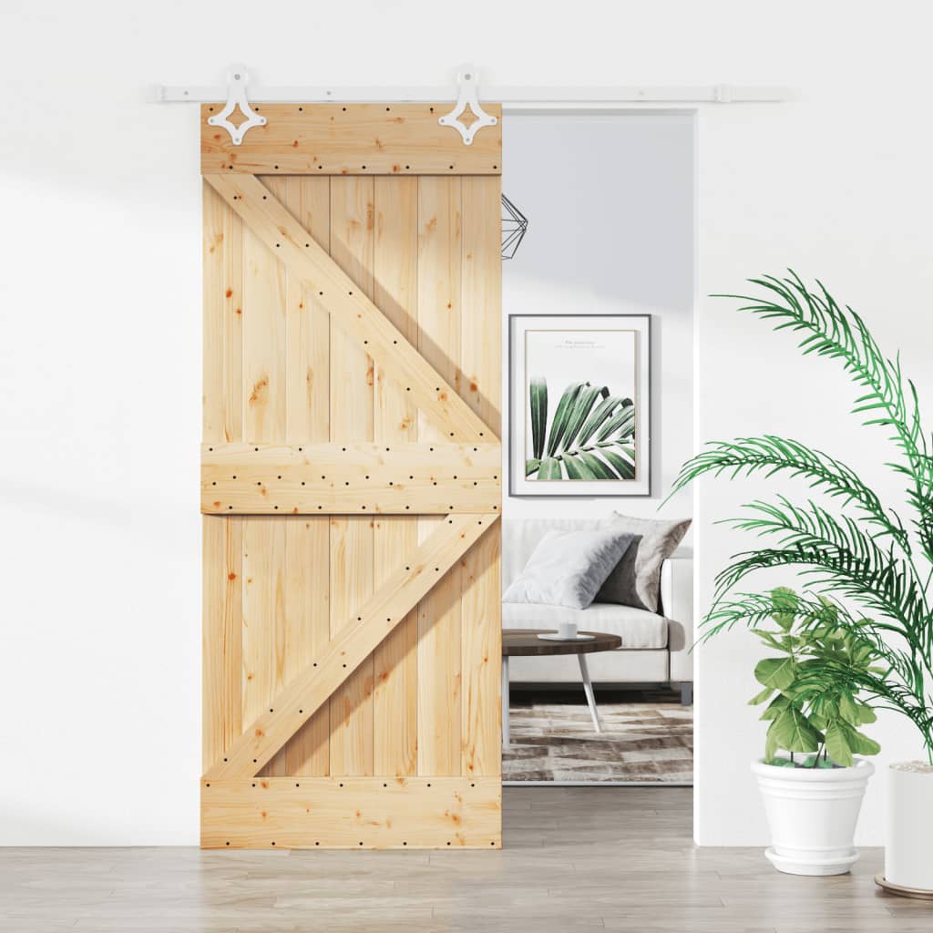 vidaXL Sliding Door with Hardware Set 85x210 cm Solid Wood Pine