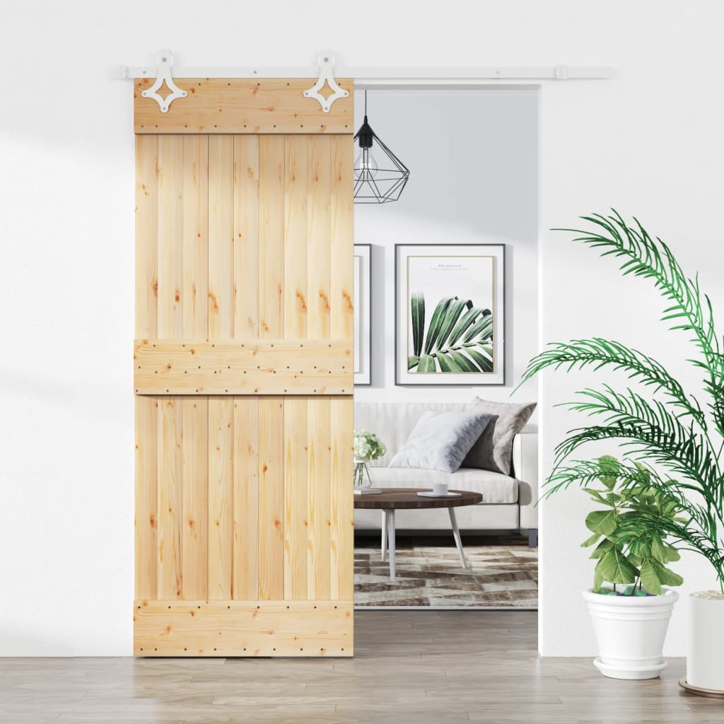vidaXL Sliding Door with Hardware Set 85x210 cm Solid Wood Pine