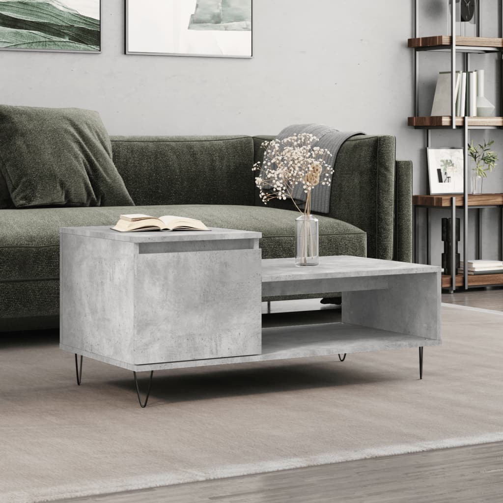 vidaXL Coffee Table Concrete Grey 100x50x45 cm Engineered Wood