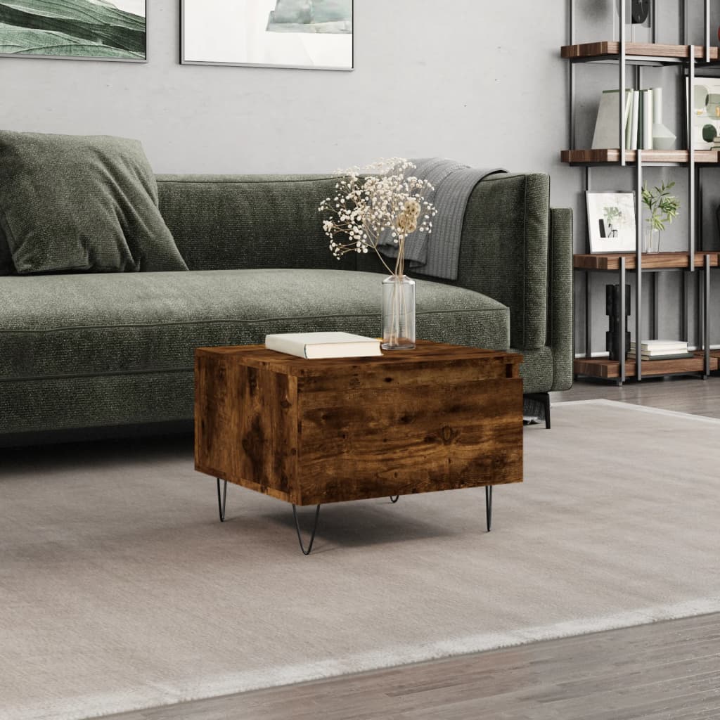 vidaXL Coffee Table Smoked Oak 50x46x35 cm Engineered Wood