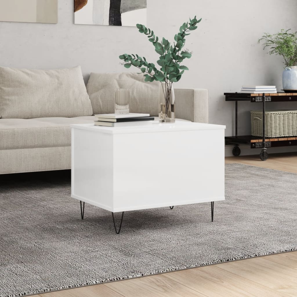 vidaXL Coffee Table High Gloss White 60x44.5x45 cm Engineered Wood