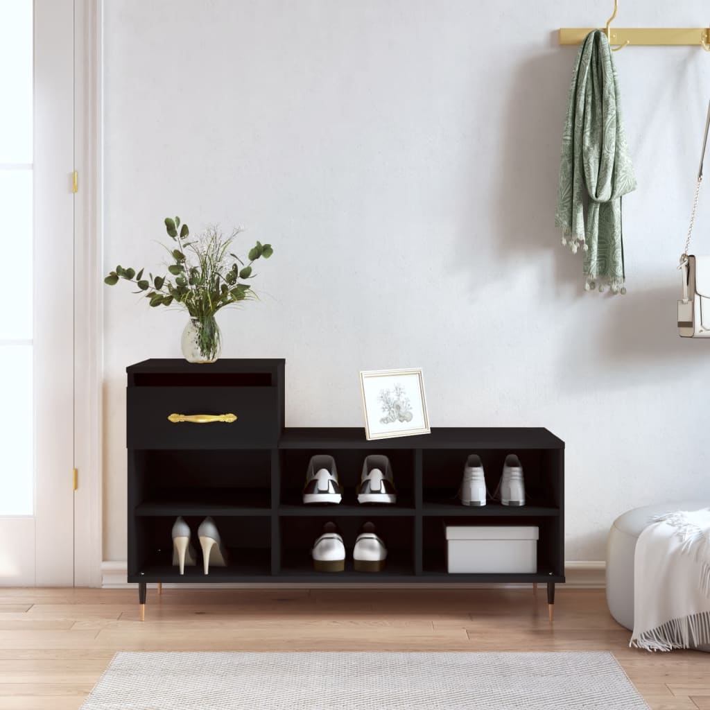 vidaXL Shoe Cabinet Black 102x36x60 cm Engineered Wood