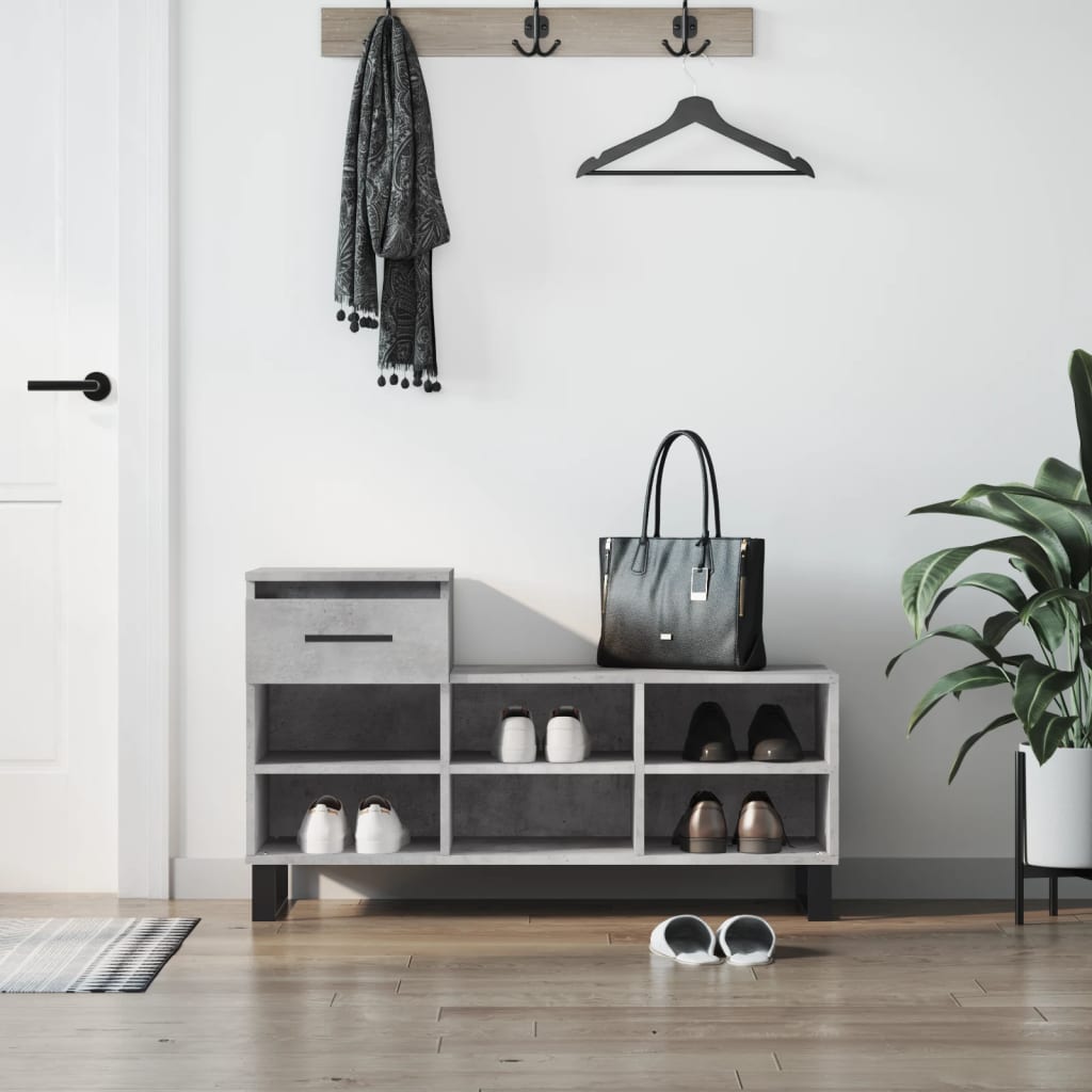 vidaXL Shoe Cabinet Concrete Grey 102x36x60 cm Engineered Wood