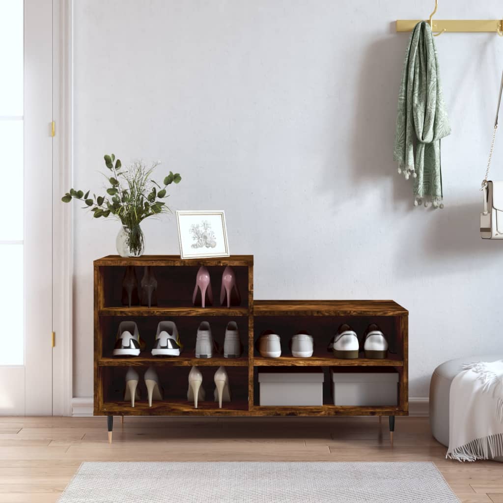 vidaXL Shoe Cabinet Smoked Oak 102x36x60 cm Engineered Wood