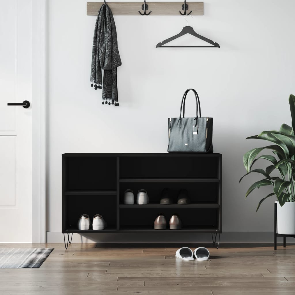 vidaXL Shoe Cabinet Black 102x36x60 cm Engineered Wood