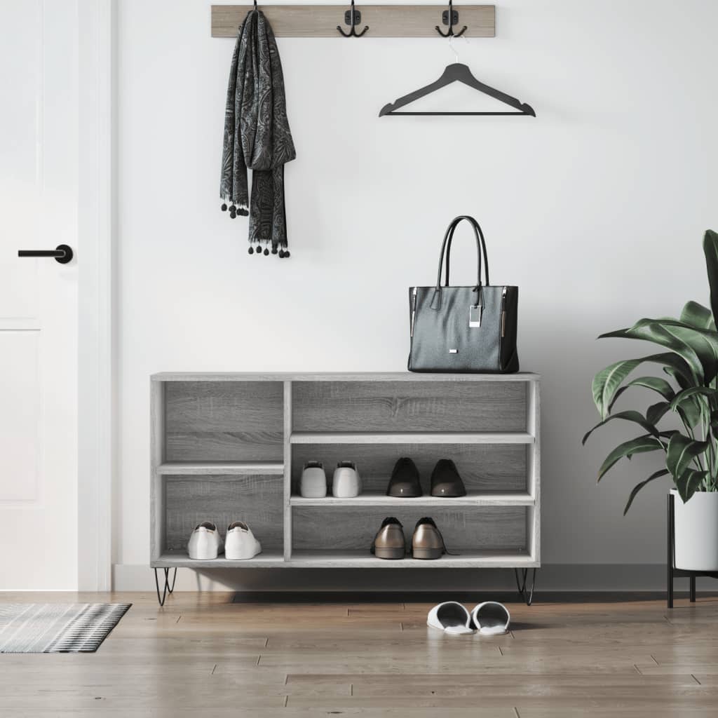 vidaXL Shoe Cabinet Grey Sonoma 102x36x60 cm Engineered Wood