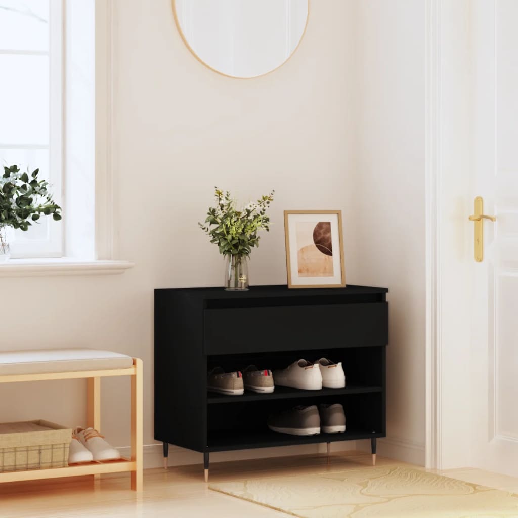 vidaXL Shoe Cabinet Black 70x36x60 cm Engineered Wood