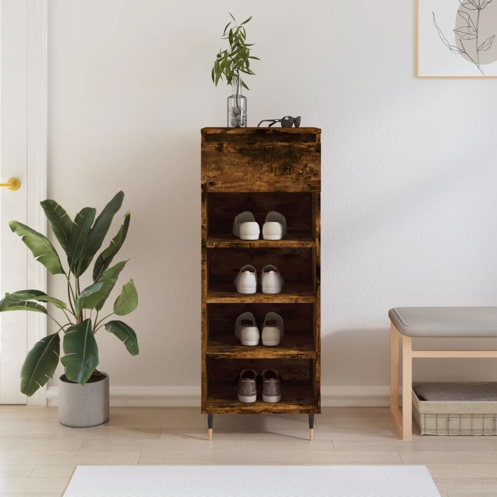 vidaXL Shoe Cabinet Smoked Oak 40x36x105 cm Engineered Wood