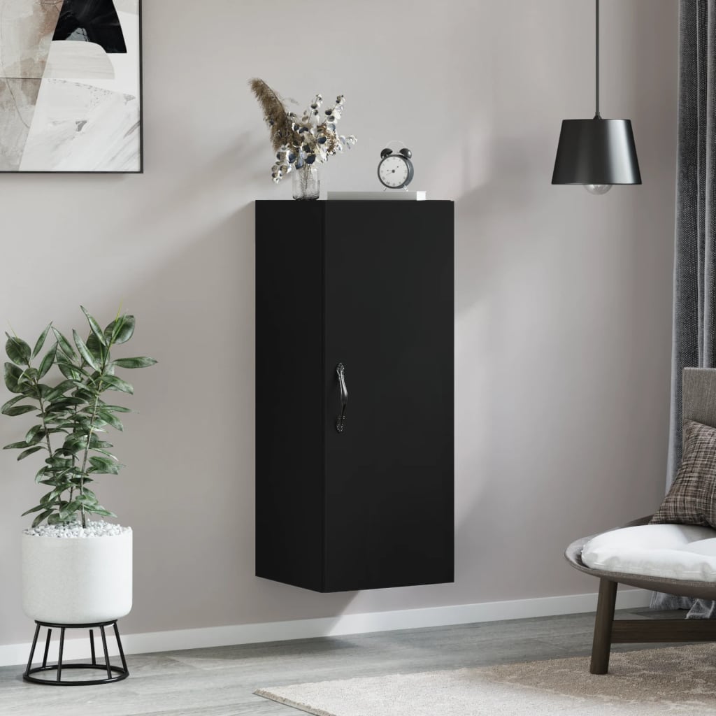 vidaXL Wall Mounted Cabinet Black 34.5x34x90 cm Engineered Wood