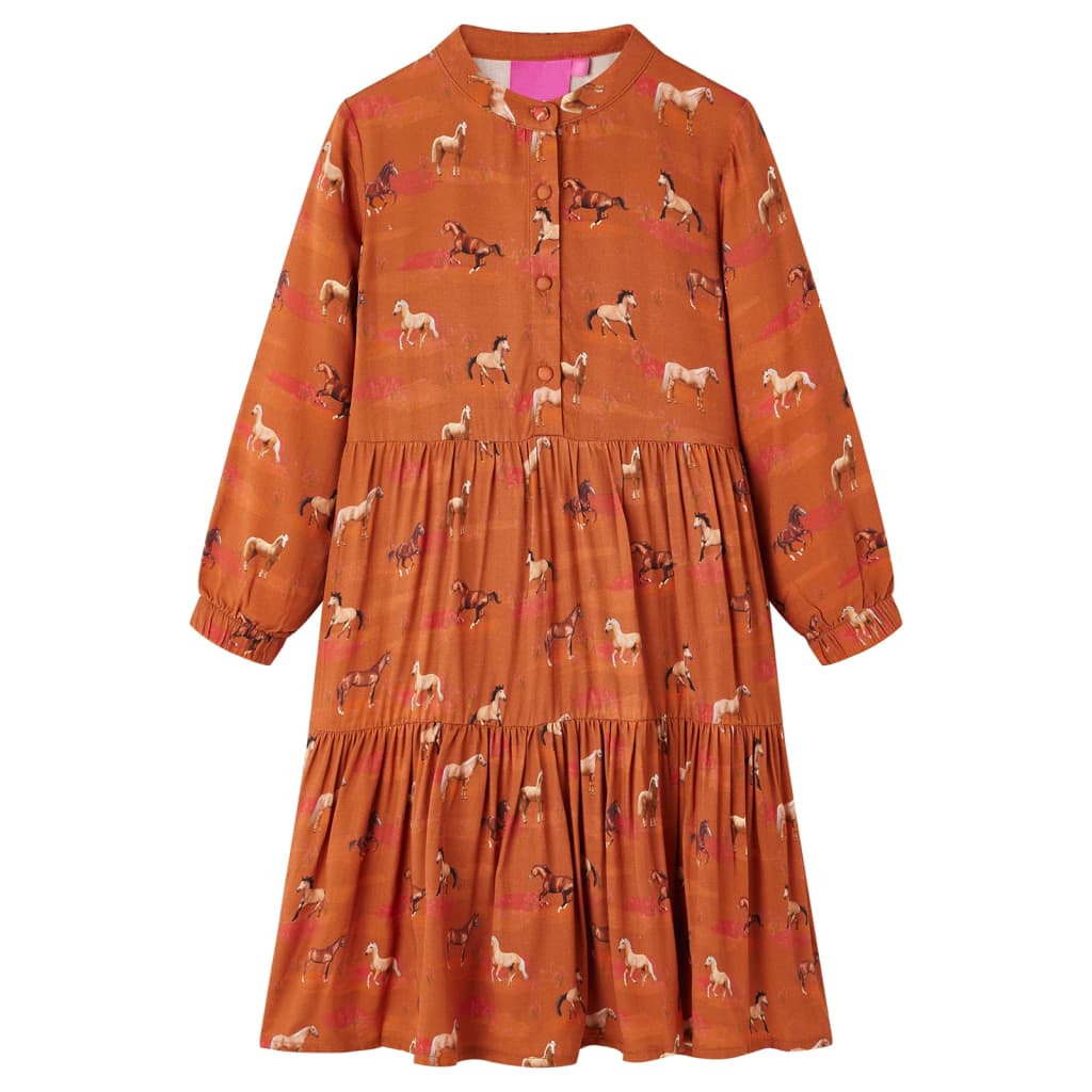 Kids' Dress Horses Print Cognac 104