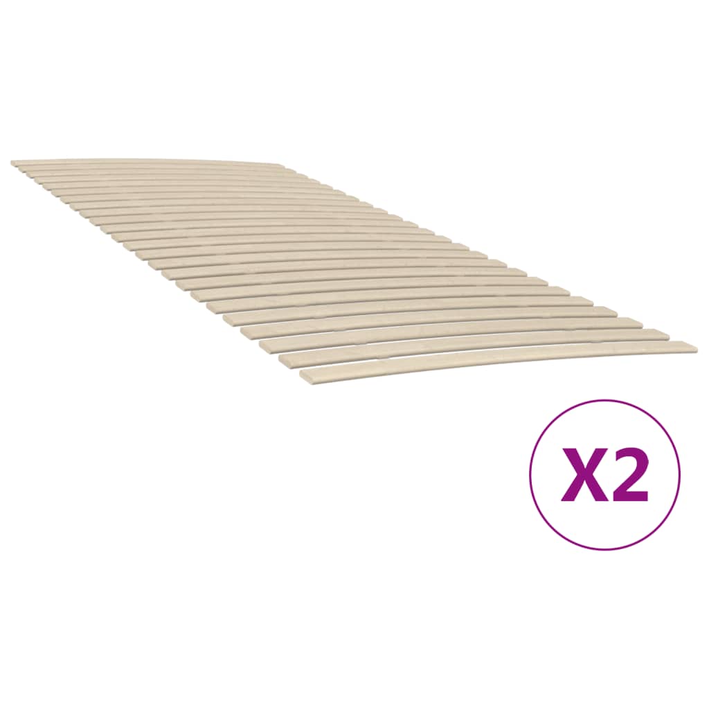 vidaXL Slatted Bed Bases with 48 Slats 2 pcs 90x200 cm