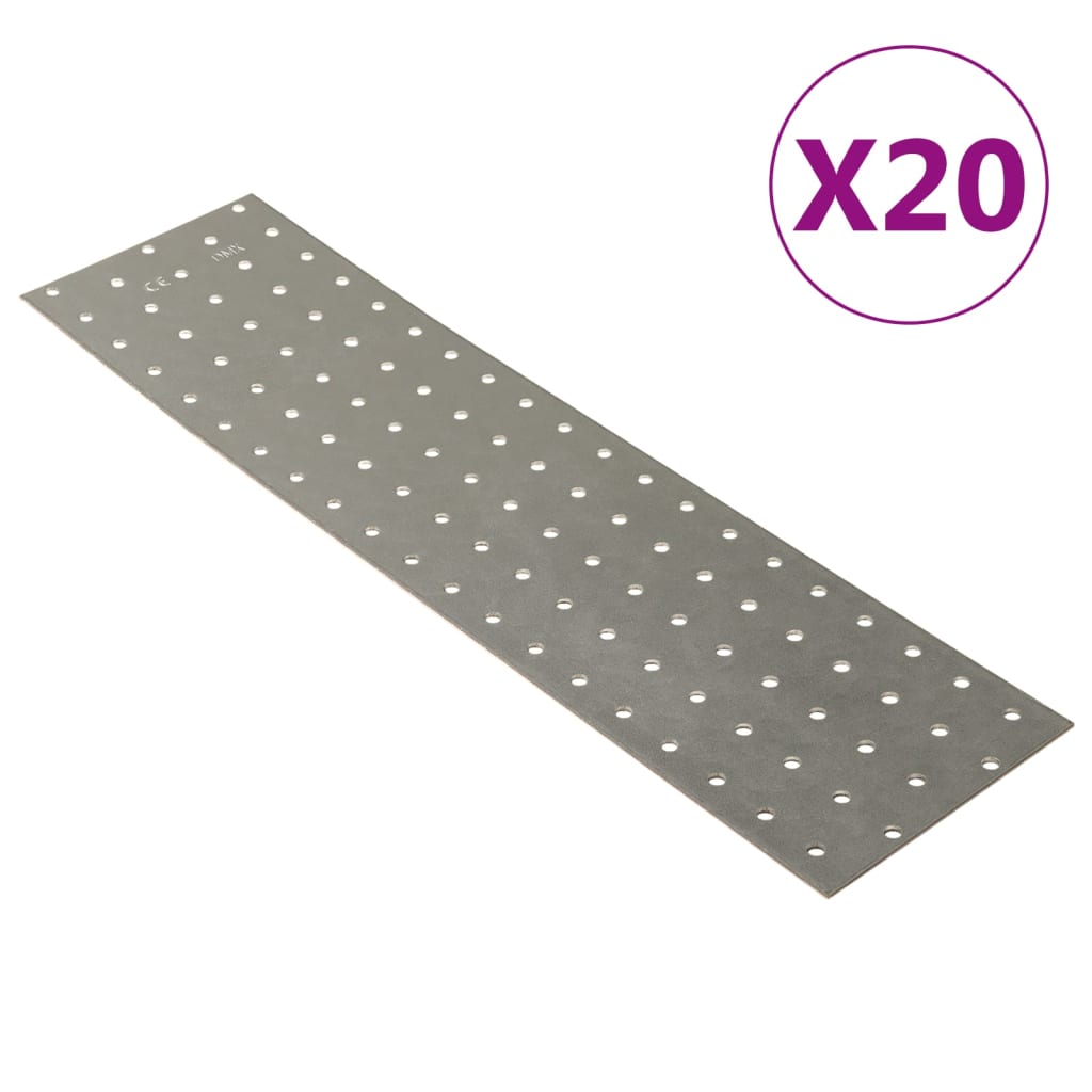 vidaXL Perforated Plates 20 pcs 2 mm 400x100 mm Galvanised Steel