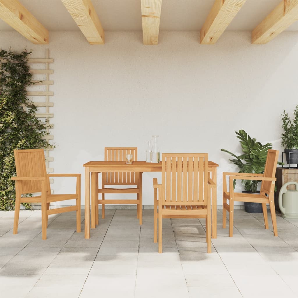 vidaXL 5 Piece Garden Dining Set Solid Wood Teak