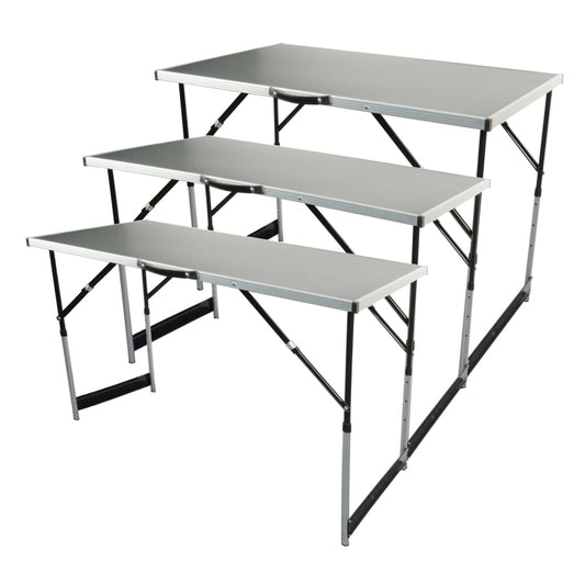 Brí_der Mannesmann Multifunction Folding Table Set Aluminum 3 pcs