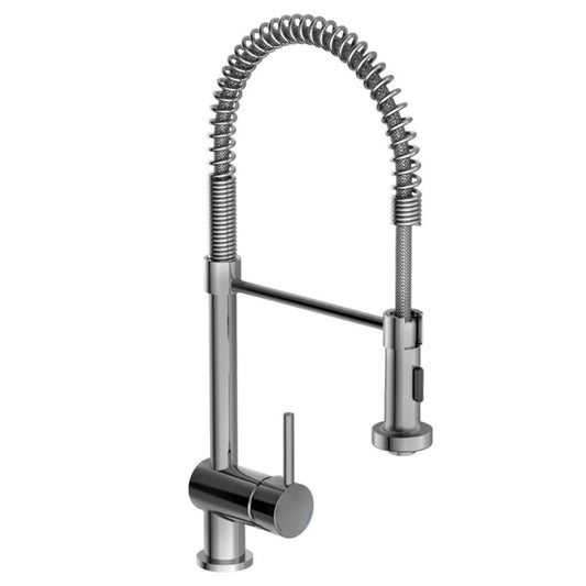 SCHíìTTE Sink Mixer with High Round Spout BOSTON Spiral Spring Chrome