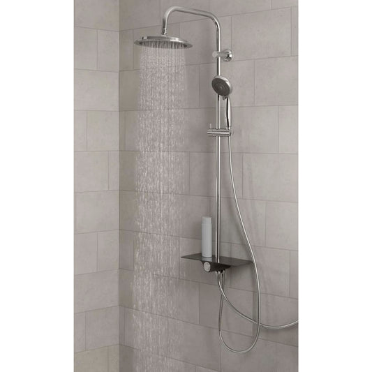 SCHíìTTE Overhead Shower Set with Tray AQUASTAR Anthracite-Chrome