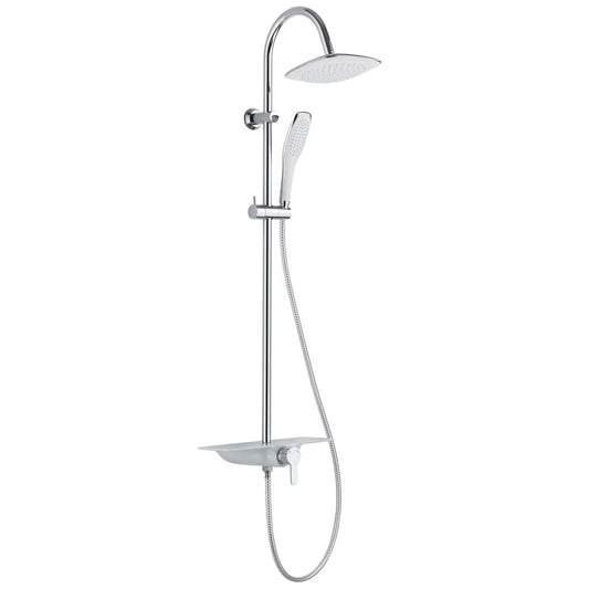 SCHíìTTE Overhead Shower Set with Single Lever Mixer and Tray WATERWAY Chrome-White