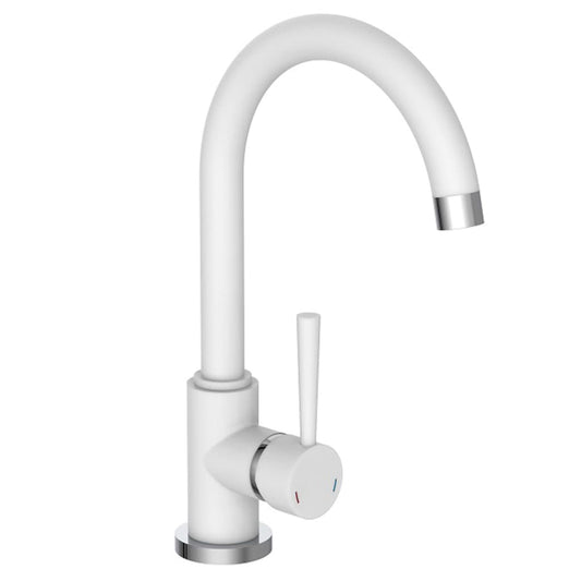 SCHíìTTE Sink Mixer with Round Spout CORNWALL White