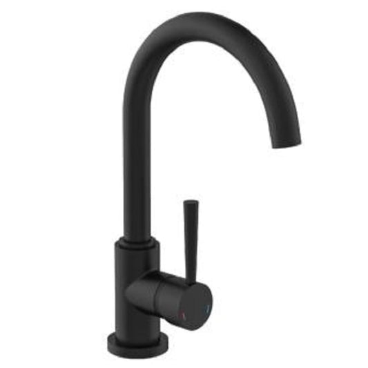 SCHíìTTE Sink Mixer with High Round Spout CORNWALL Low Pressure Black Matt