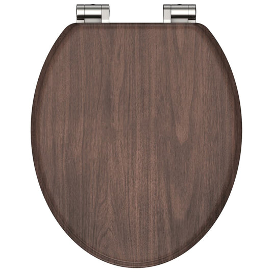 SCHíìTTE Toilet Seat with Soft-Close DARK WOOD MDF