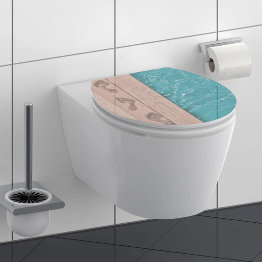 SCHíìTTE High Gloss Toilet Seat with Soft-Close POOLSIDE MDF