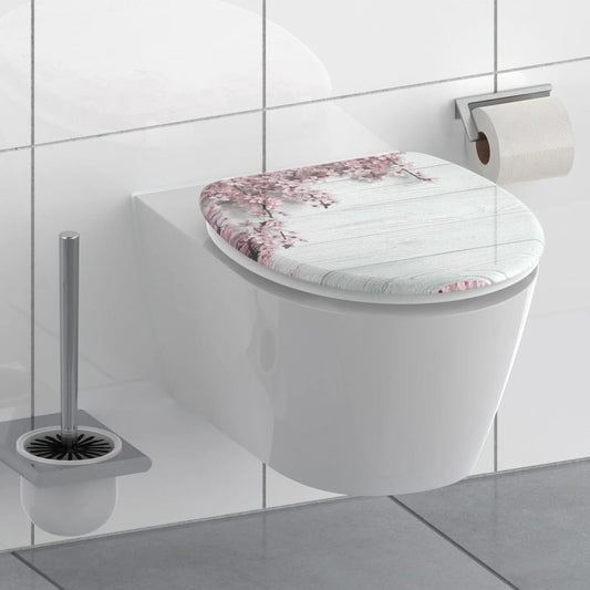 SCHíìTTE Toilet Seat with Soft-Close FLOWERS & WOOD