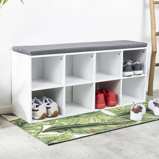 HI Shoe Rack with Cushion 103.5x29x48 cm White