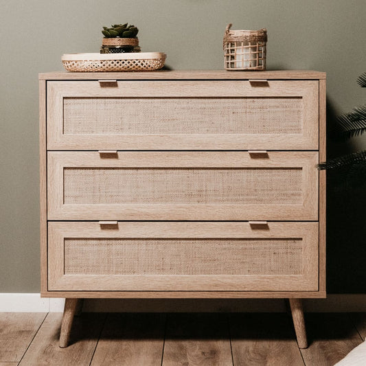 Finori Chest of Drawers Bali 03A Sonoma Oak and Cane Print