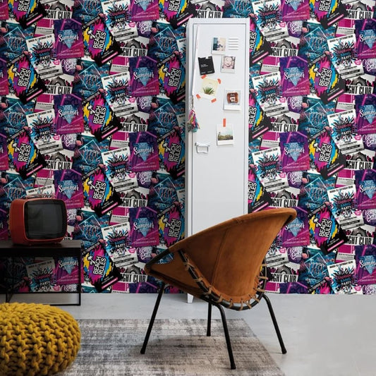 Noordwand Good Vibes Wallpaper Club Posters Purple and Pink