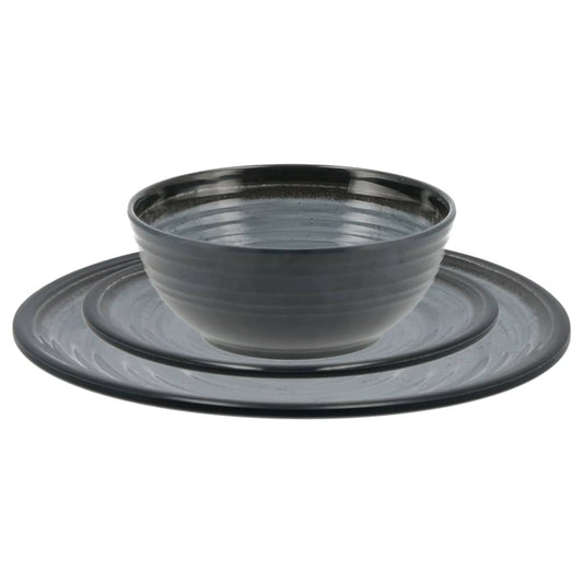 Travellife 12 Piece Luxury Dinnerware Set Jíçvea Dark Grey