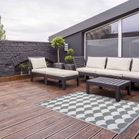 Esschert Design Outdoor Rug 180x121 cm Grey and White OC24
