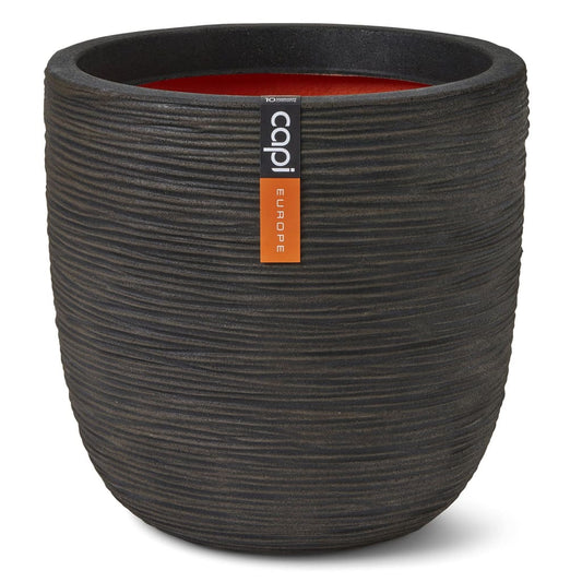 Capi Egg Planter "Nature Rib" 35x34 cm Dark Brown