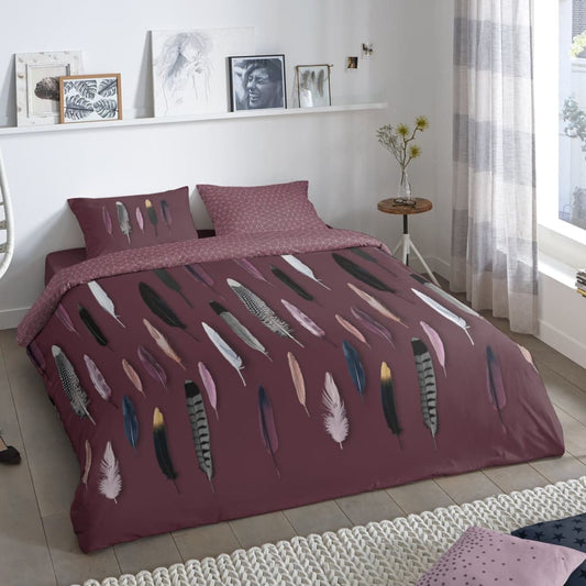Good Morning Duvet Cover FEATHERS 155x220 cm Bordeaux