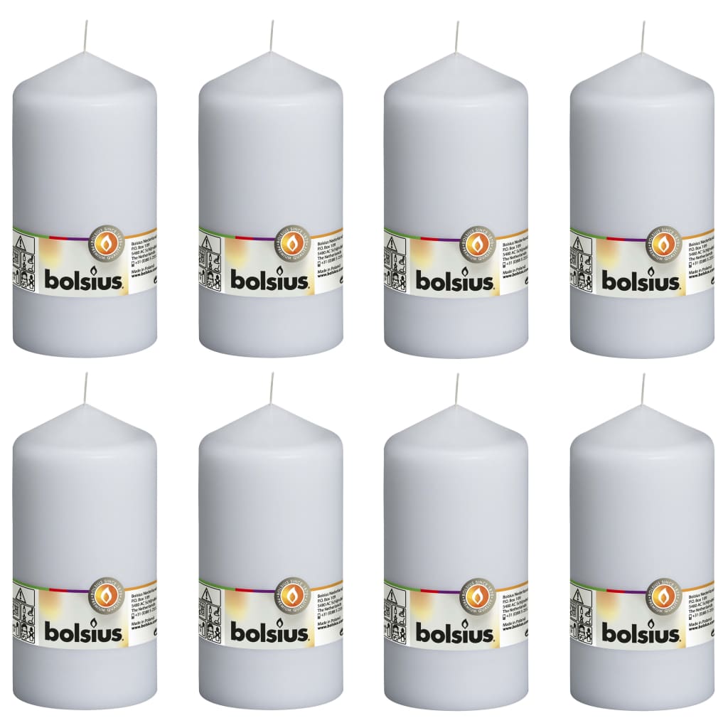 Bolsius Pillar Candles 8 pcs 150x78 mm White