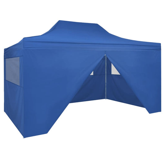 vidaXL Foldable Tent Pop-Up with 4 Side Walls 3x4.5 m Blue