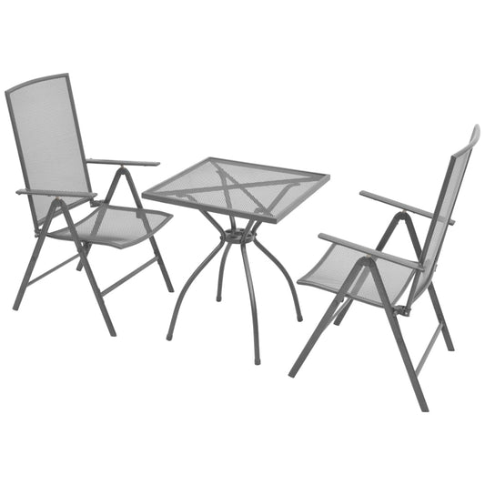 vidaXL 3 Piece Bistro Set with Folding Chairs Steel Anthracite