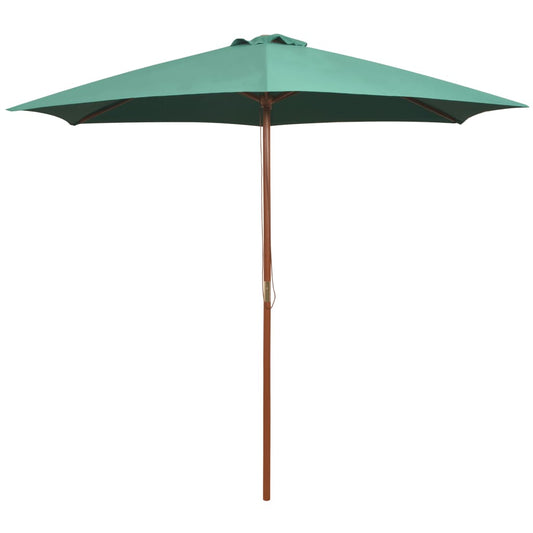 vidaXL Parasol 270x270 cm Wooden Pole Green