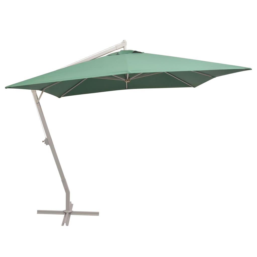 vidaXL Hanging Parasol 300x300 cm Green Aluminium Pole