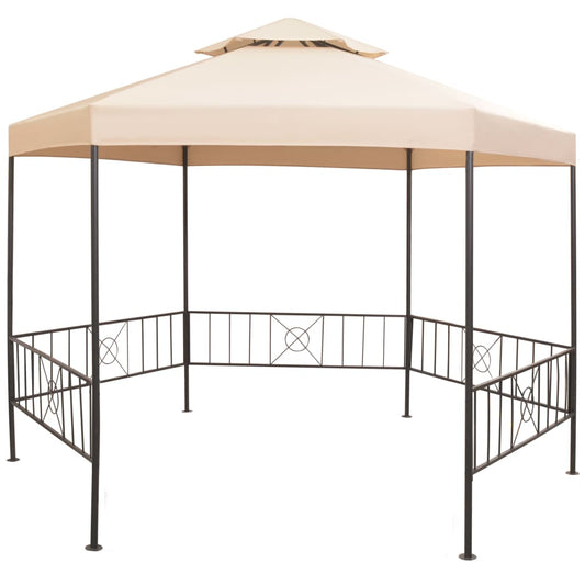 vidaXL Garden Marquee Gazebo Pavilion Tent Hexagonal Beige 323x265 cm