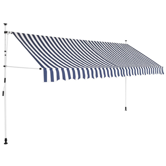 vidaXL Manual Retractable Awning 350 cm Blue and White Stripes