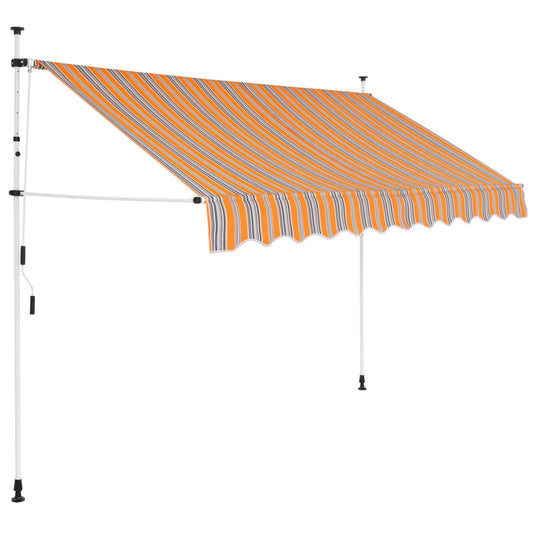 vidaXL Manual Retractable Awning 250 cm Yellow and Blue Stripes