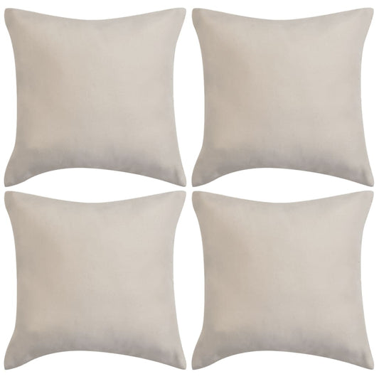 vidaXL Cushion Covers 4 pcs 40x40 cm Polyester Faux Suede Beige
