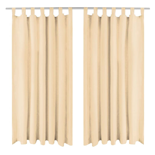 vidaXL Micro-Satin Curtains 2 pcs with Loops 140x225 cm Beige