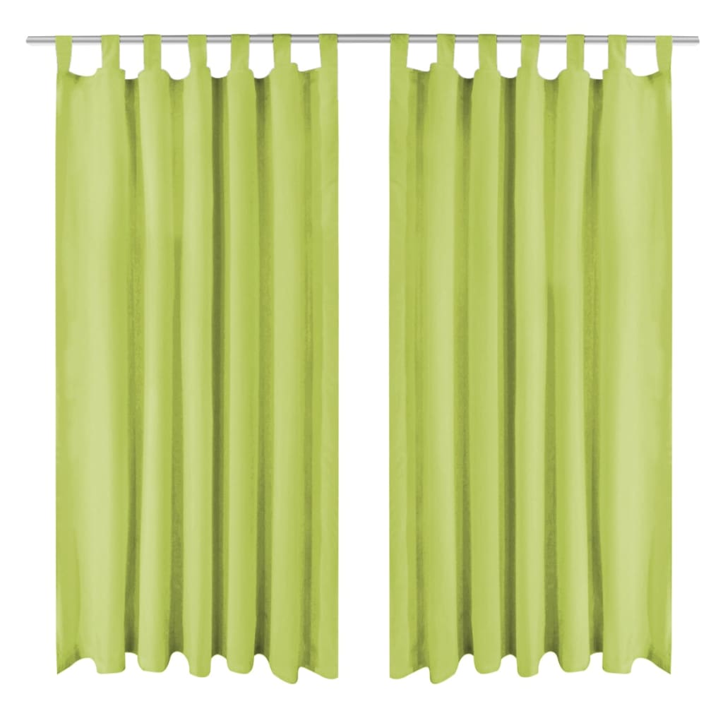 vidaXL Micro-Satin Curtains 2 pcs with Loops 140x245 cm Green