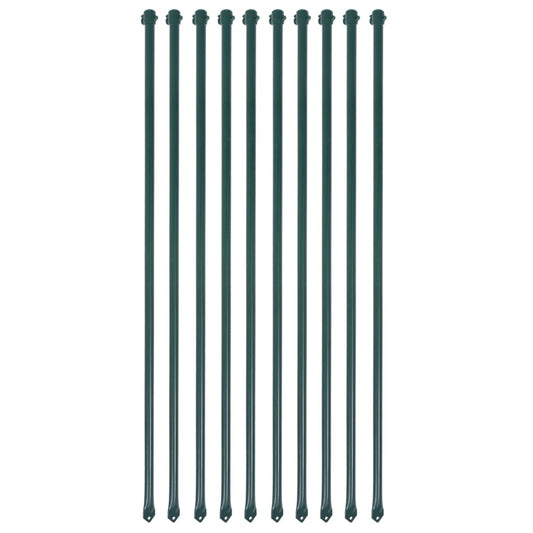 vidaXL Garden Posts 10 pcs 1 m Metal Green