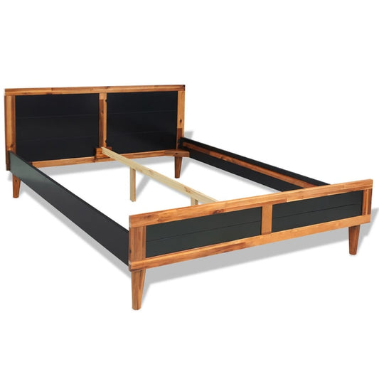vidaXL Bed Frame Black Solid Acacia Wood 140x200 cm