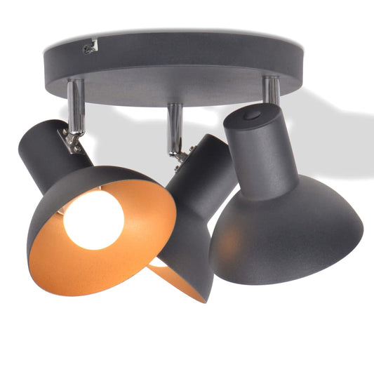 vidaXL Ceiling Lamp for 3 Bulbs E27 Black and Gold