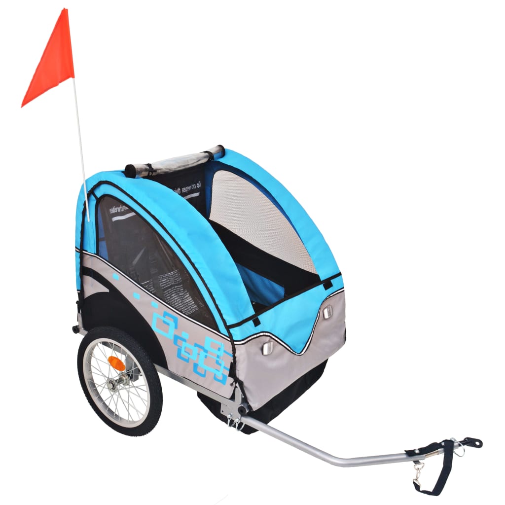 vidaXL Kids' Bicycle Trailer Grey and Blue 30 kg